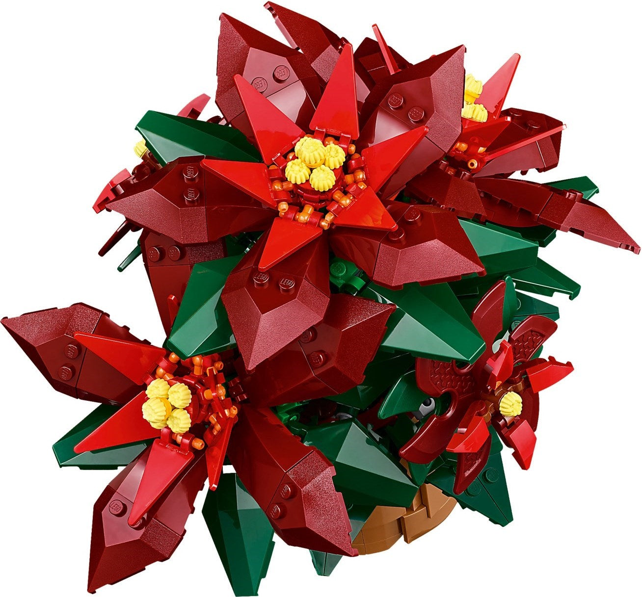 LEGO poinsettia flower on a white background